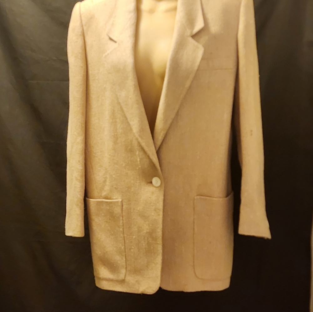 VINTAGE ANN KLEIN BEIGE BLAZER 12 PETITE